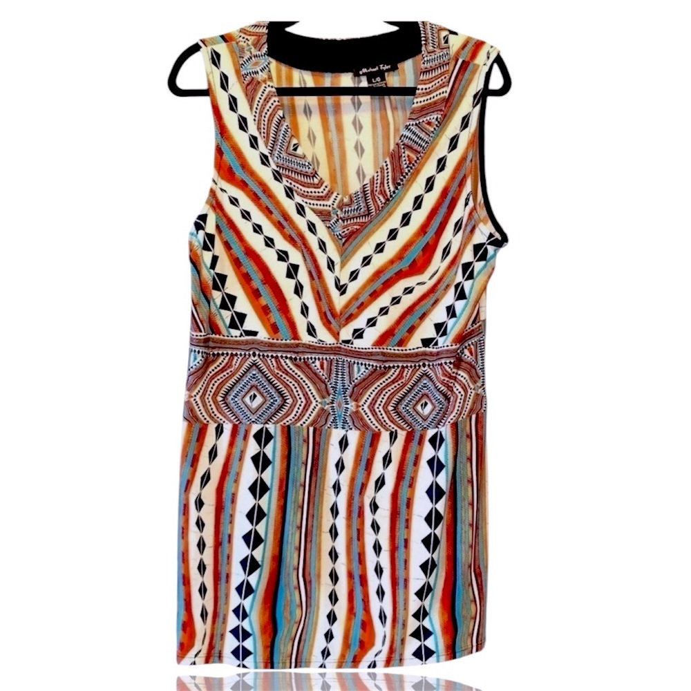 Michael Tyler Women's Sleeveless Geometric Print Top | Size Large